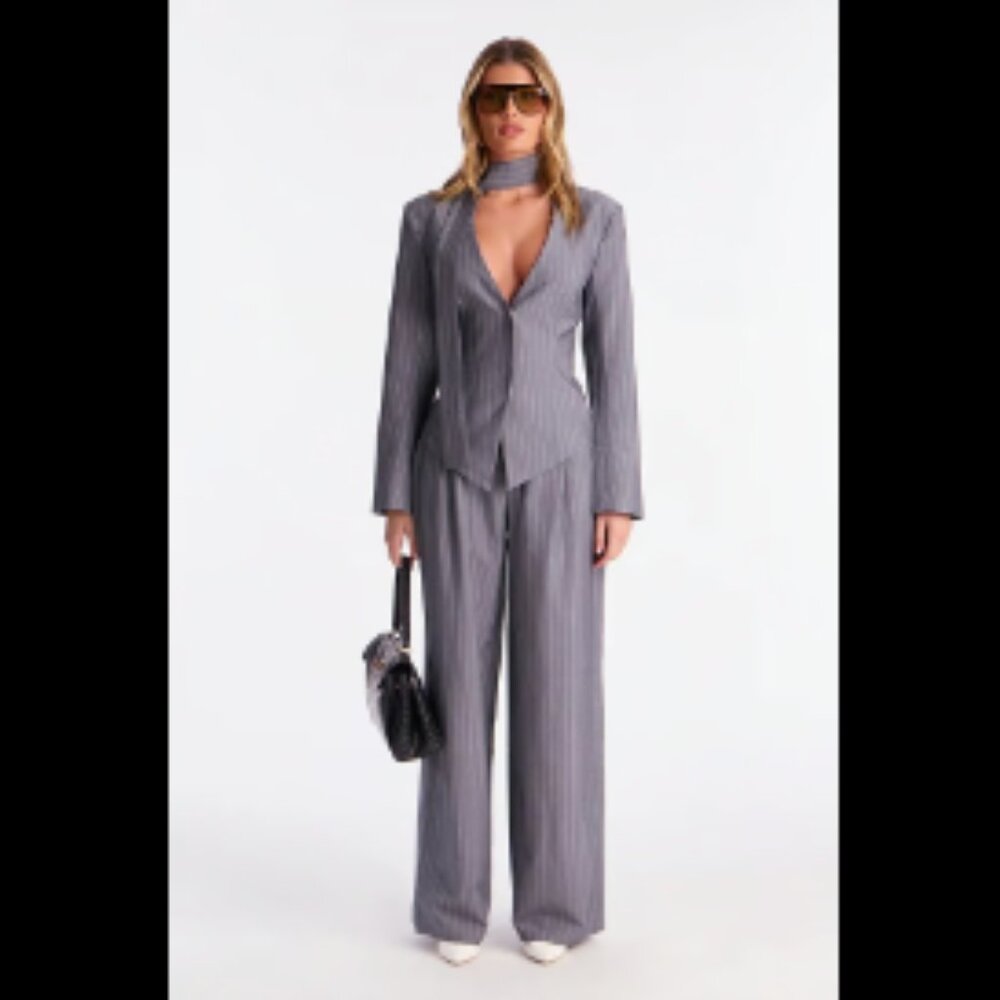Fashion Nova Ready To Rule 3 Piece Pinstripe Blazer Pant Set